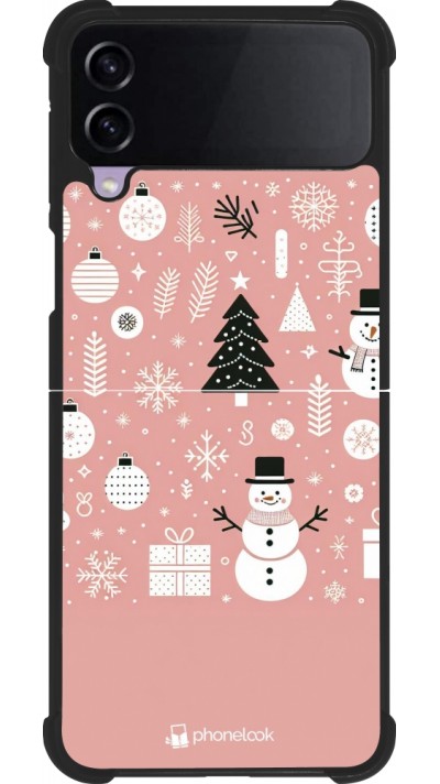 Samsung Galaxy Z Flip4 Case Hülle - Silikon schwarz Weihnachten 2024 Rose Schneemann Weihnachten