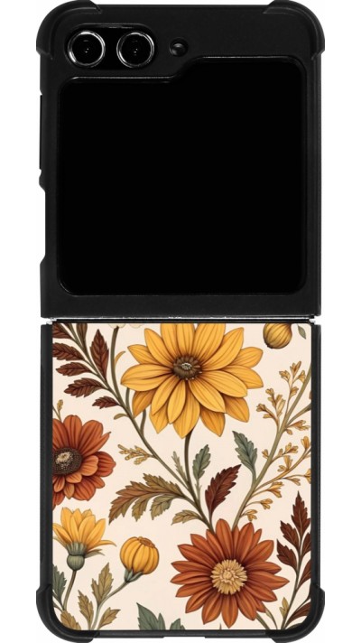 Samsung Galaxy Z Flip5 Case Hülle - Silikon schwarz Autumn 25 Flower pattern