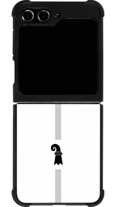 Coque Samsung Galaxy Z Flip5 - Silicone rigide noir Canton BS blanc