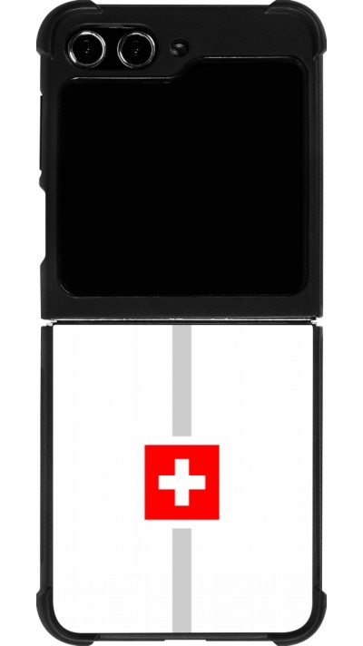 Coque Samsung Galaxy Z Flip5 - Silicone rigide noir Canton CH blanc
