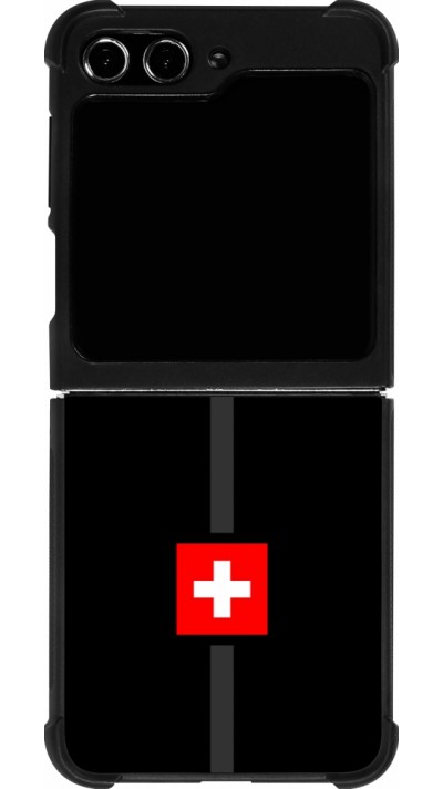 Coque Samsung Galaxy Z Flip5 - Silicone rigide noir Canton CH noir