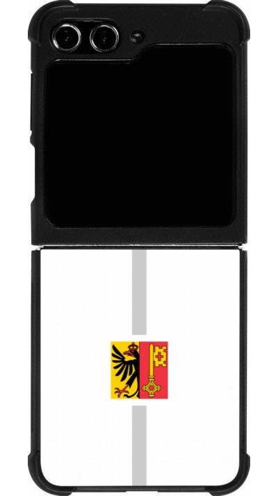 Coque Samsung Galaxy Z Flip5 - Silicone rigide noir Canton GE blanc
