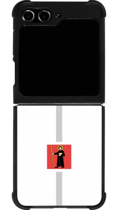 Coque Samsung Galaxy Z Flip5 - Silicone rigide noir Canton GL blanc