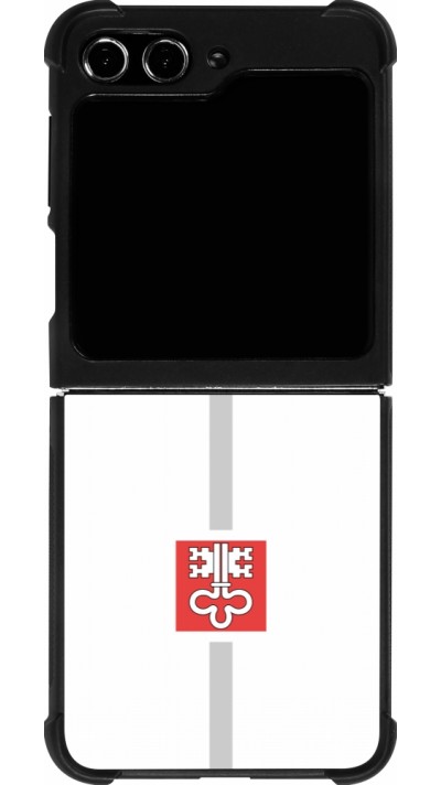 Coque Samsung Galaxy Z Flip5 - Silicone rigide noir Canton NW blanc