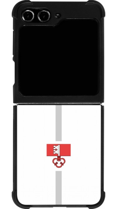 Coque Samsung Galaxy Z Flip5 - Silicone rigide noir Canton OW blanc