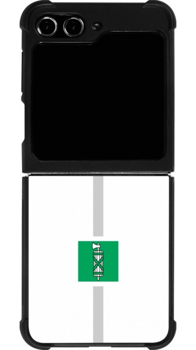Coque Samsung Galaxy Z Flip5 - Silicone rigide noir Canton SG blanc