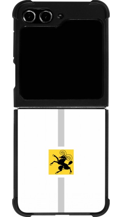 Coque Samsung Galaxy Z Flip5 - Silicone rigide noir Canton SH blanc