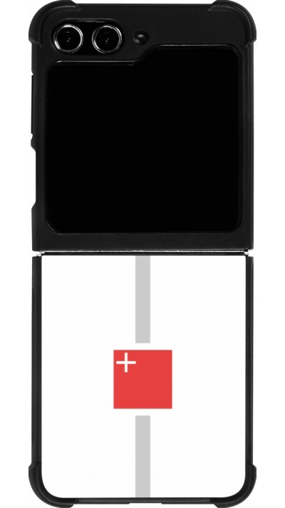 Coque Samsung Galaxy Z Flip5 - Silicone rigide noir Canton SZ blanc