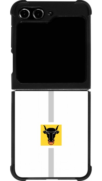 Coque Samsung Galaxy Z Flip5 - Silicone rigide noir Canton UR blanc
