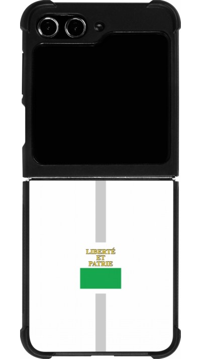 Coque Samsung Galaxy Z Flip5 - Silicone rigide noir Canton VD blanc