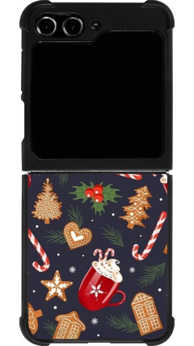 Samsung Galaxy Z Flip5 Case Hülle - Silikon schwarz Christmas 25 Pattern Gingerbread House