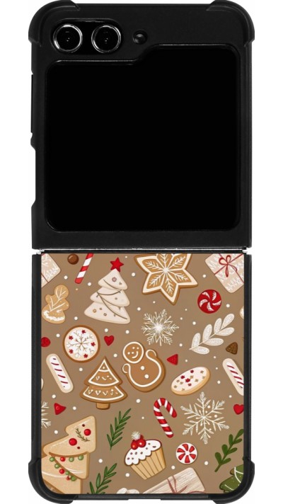 Samsung Galaxy Z Flip5 Case Hülle - Silikon schwarz Christmas 25 Pattern Ginger Cookie