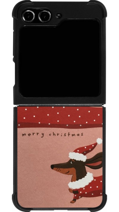 Samsung Galaxy Z Flip5 Case Hülle - Silikon schwarz Christmas 25 Teckel Merry Xmas