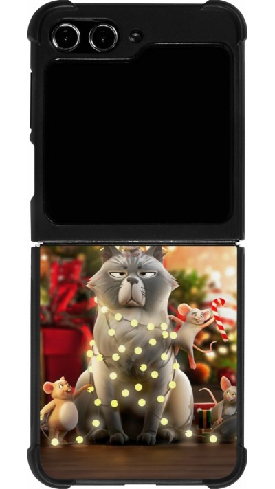 Samsung Galaxy Z Flip5 Case Hülle - Silikon schwarz Christmas 25 Xmas Cat