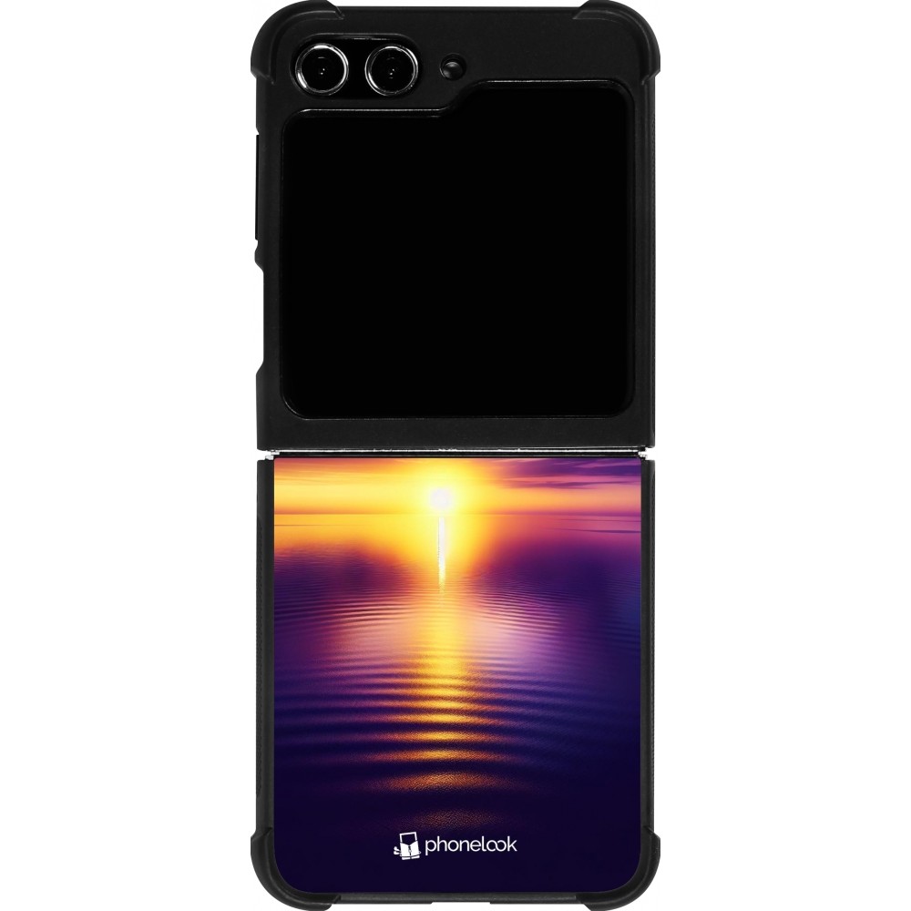 Samsung Galaxy Z Flip5 Case Hülle - Silikon schwarz Sonnenuntergang gelb violett