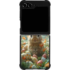 Samsung Galaxy Z Flip5 Case Hülle - Silikon schwarz Easter 2026 Rabbit in the garden