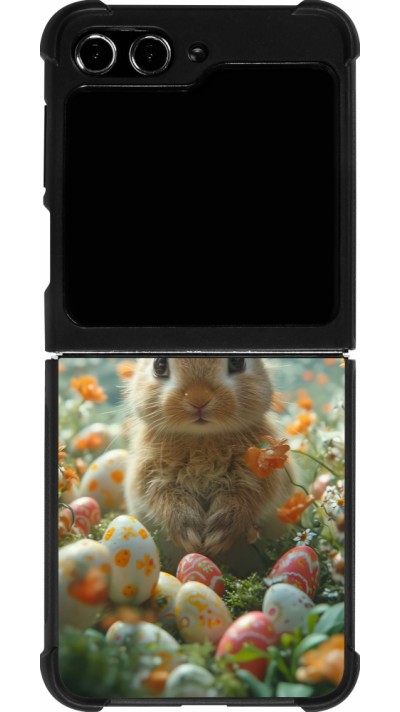 Samsung Galaxy Z Flip5 Case Hülle - Silikon schwarz Easter 2026 Rabbit in the garden
