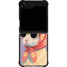 Samsung Galaxy Z Flip5 Case Hülle - Silikon schwarz Easter 2026 Rabbit with scarf