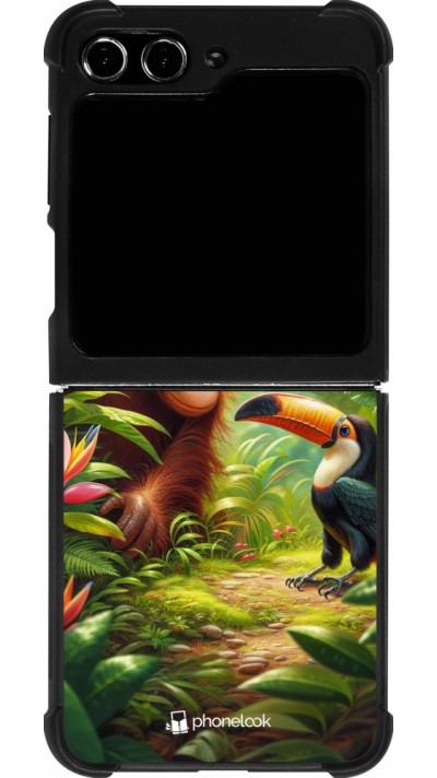 Samsung Galaxy Z Flip5 Case Hülle - Silikon schwarz Tropischer Dschungel Tayrona