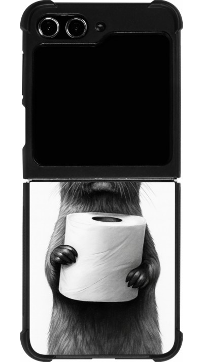 Coque Samsung Galaxy Z Flip5 - Silicone rigide noir Loutre papier de toilette