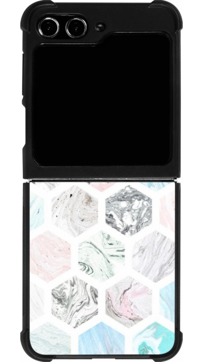 Coque Samsung Galaxy Z Flip5 - Silicone rigide noir Marble Everything