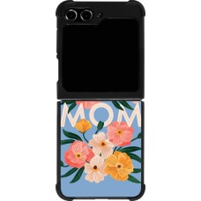 Coque Samsung Galaxy Z Flip5 - Silicone rigide noir Mom 2026 Flowers