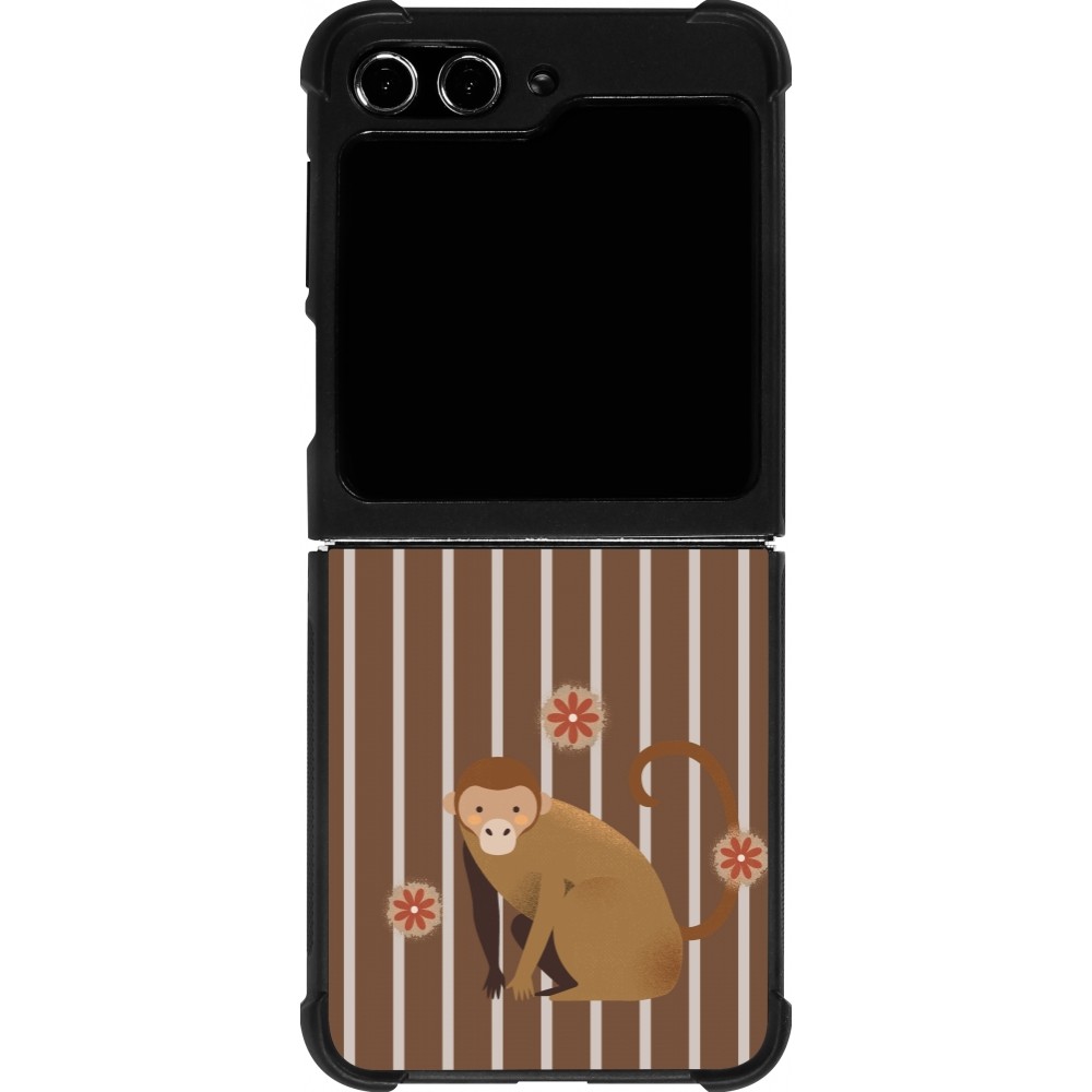 Samsung Galaxy Z Flip5 Case Hülle - Silikon schwarz Monkey with stripes