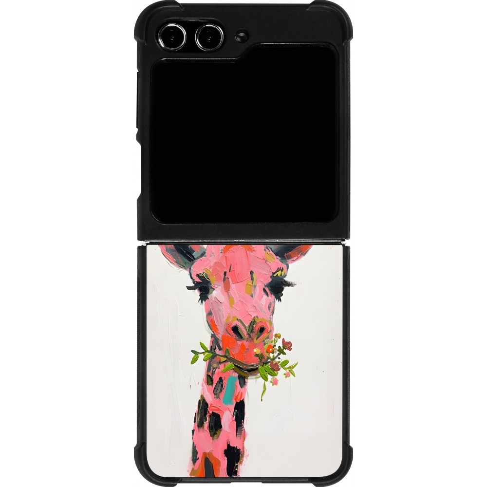 Samsung Galaxy Z Flip5 Case Hülle - Silikon schwarz Pink Girafe Paint