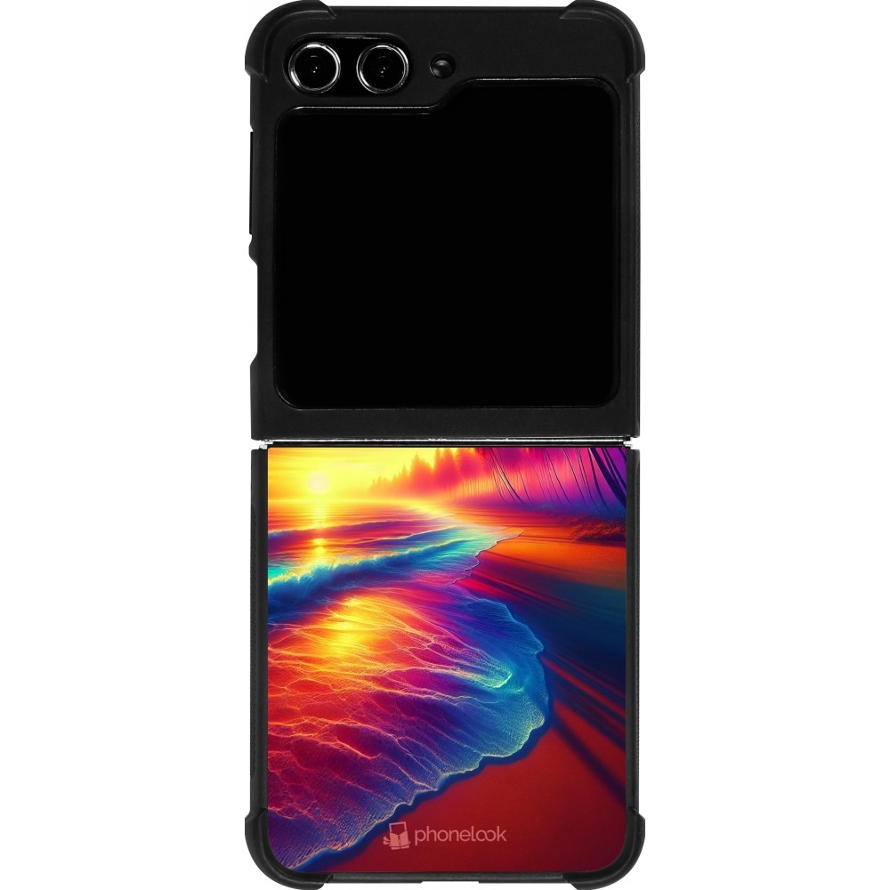 Samsung Galaxy Z Flip5 Case Hülle - Silikon schwarz Strand Sonnenuntergang auffällig