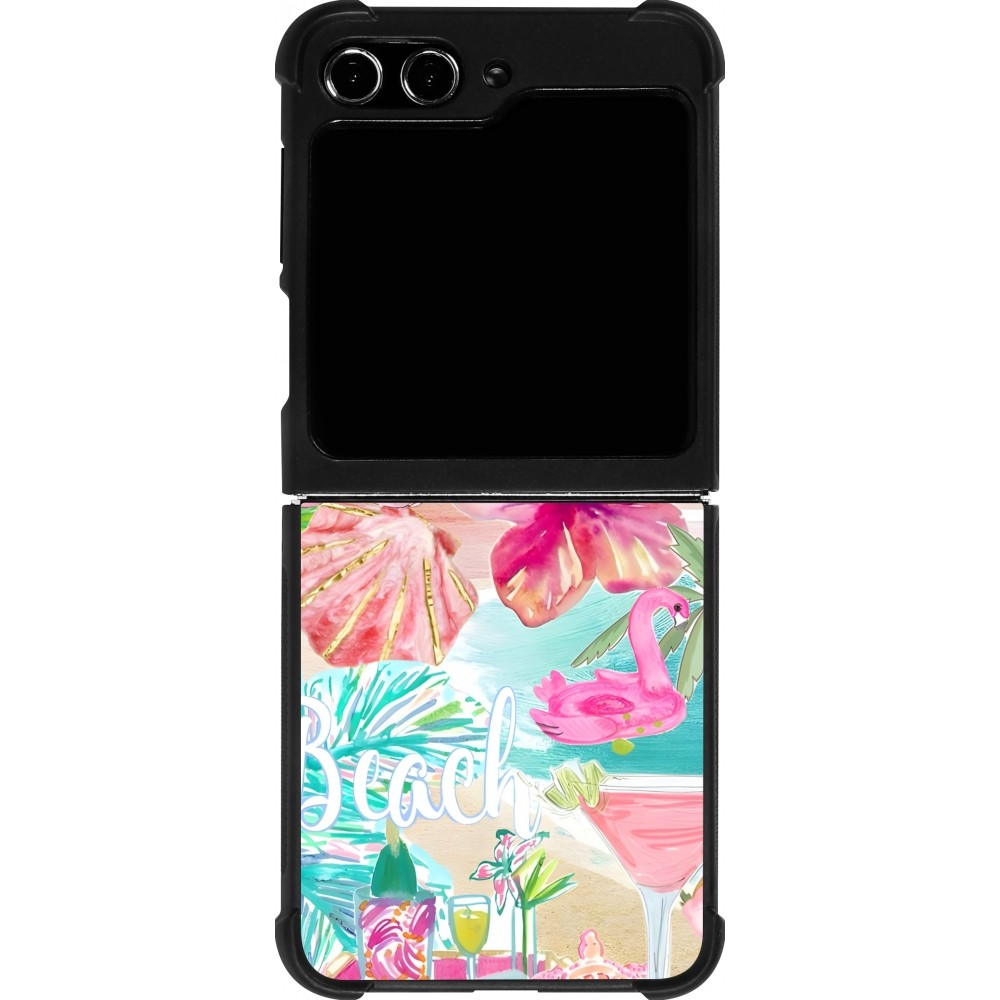 Samsung Galaxy Z Flip5 Case Hülle - Silikon schwarz Preppy Collage Aloha
