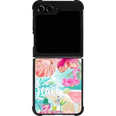 Samsung Galaxy Z Flip5 Case Hülle - Silikon schwarz Preppy Collage Aloha