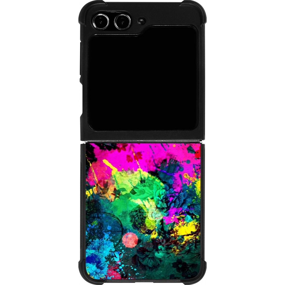 Samsung Galaxy Z Flip5 Case Hülle - Silikon schwarz Splash paint