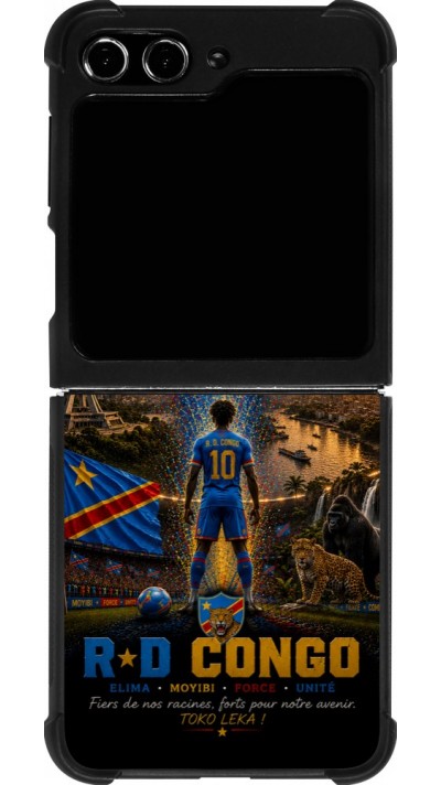 Samsung Galaxy Z Flip5 Case Hülle - Silikon schwarz Fussball Demokratische Republik Kongo splash 2026
