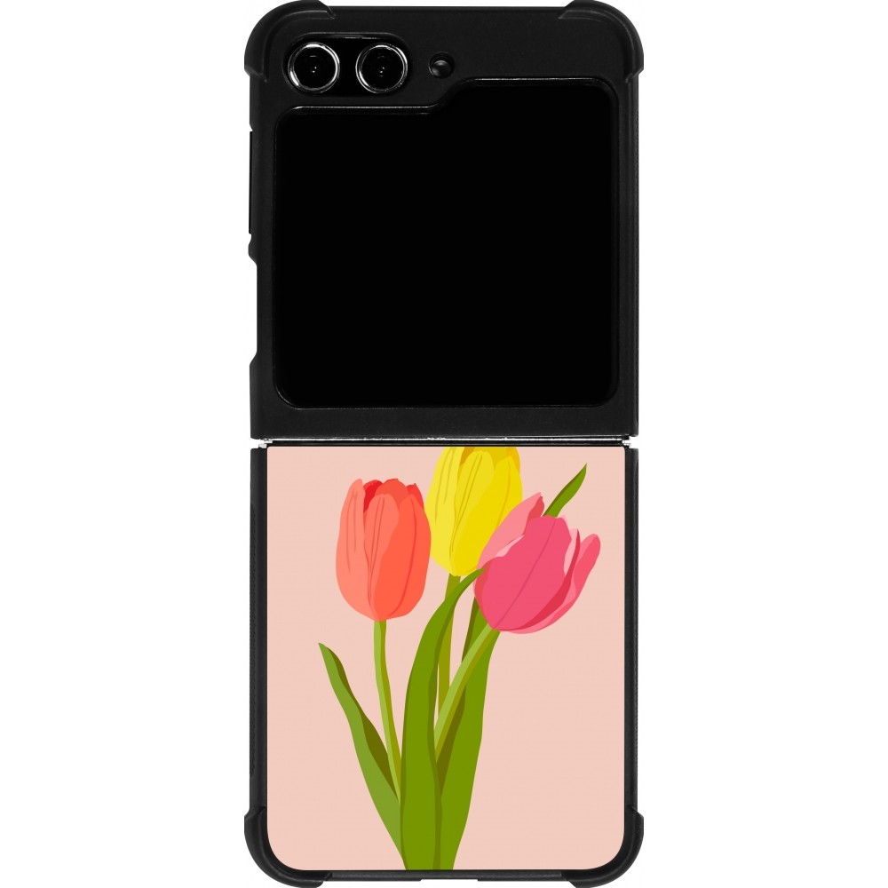 Samsung Galaxy Z Flip5 Case Hülle - Silikon schwarz Spring 23 tulip trio
