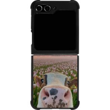 Samsung Galaxy Z Flip5 Case Hülle - Silikon schwarz Cow with tulips 2026
