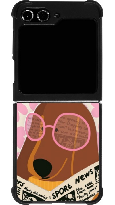 Samsung Galaxy Z Flip5 Case Hülle - Silikon schwarz Dog with newspaper 2026