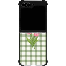 Samsung Galaxy Z Flip5 Case Hülle - Silikon schwarz Green vichy tulips 2026