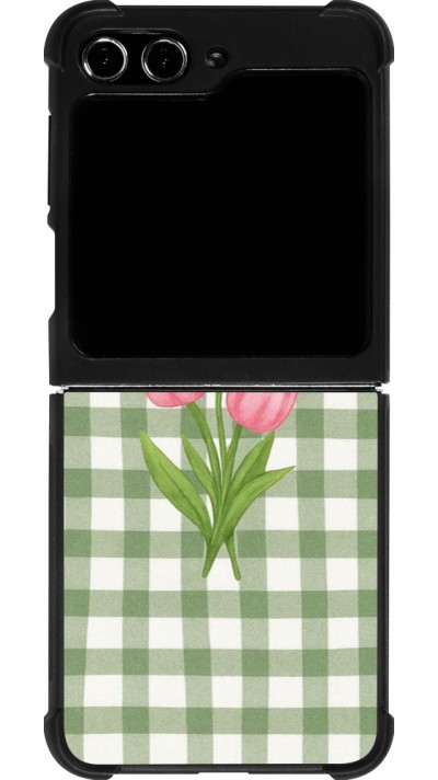 Samsung Galaxy Z Flip5 Case Hülle - Silikon schwarz Green vichy tulips 2026