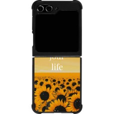 Samsung Galaxy Z Flip5 Case Hülle - Silikon schwarz Summer 2025 Enjoy your life