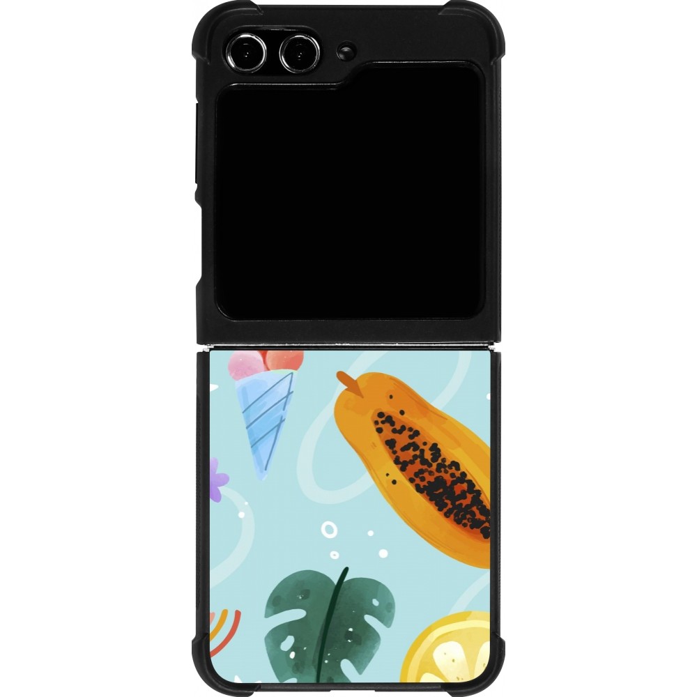 Samsung Galaxy Z Flip5 Case Hülle - Silikon schwarz Summer 2025 Pattern papaya