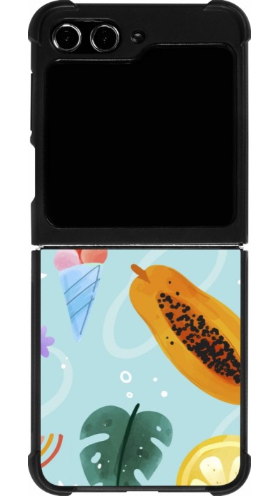 Samsung Galaxy Z Flip5 Case Hülle - Silikon schwarz Summer 2025 Pattern papaya