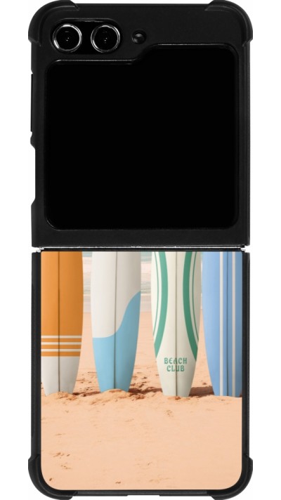 Coque Samsung Galaxy Z Flip5 - Silicone rigide noir Summer surfboard 2025