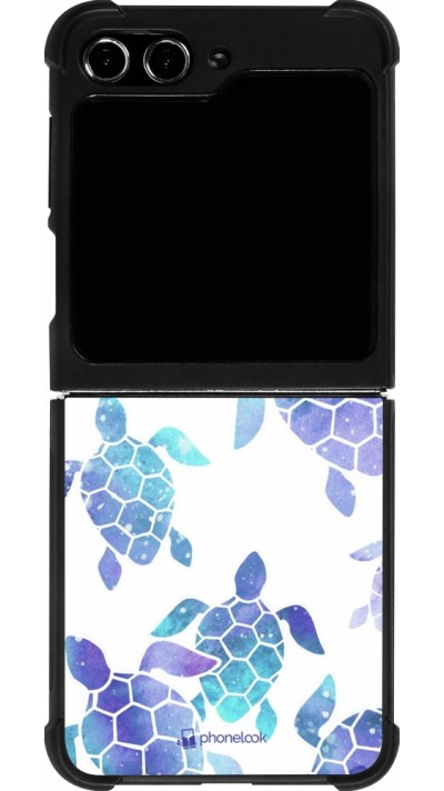 Samsung Galaxy Z Flip5 Case Hülle - Silikon schwarz Turtles pattern watercolor