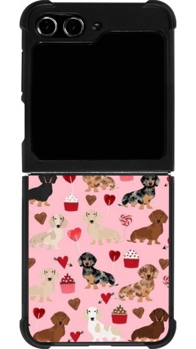 Samsung Galaxy Z Flip5 Case Hülle - Silikon schwarz Valentine 2024 puppy love