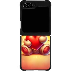 Coque Samsung Galaxy Z Flip5 - Silicone rigide noir Valentine 2024 Teddy love