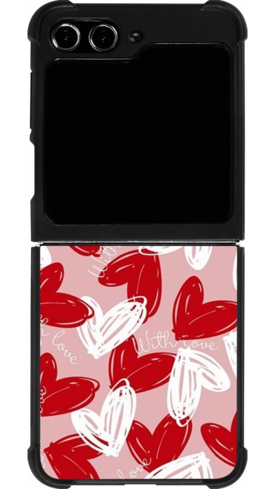 Samsung Galaxy Z Flip5 Case Hülle - Silikon schwarz Valentine 2024 with love heart