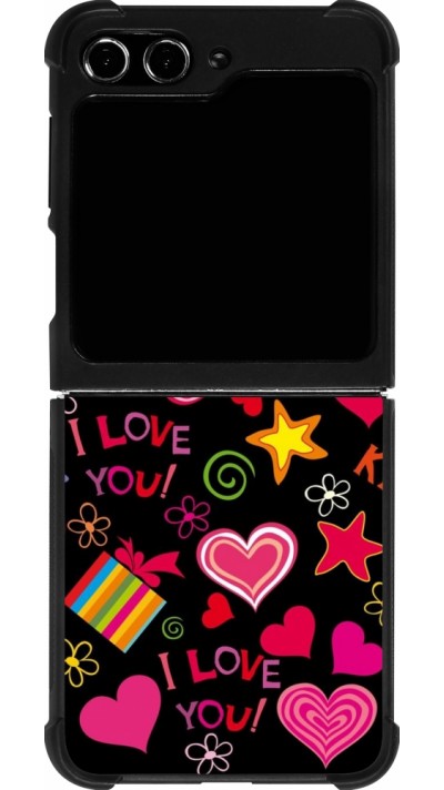 Samsung Galaxy Z Flip5 Case Hülle - Silikon schwarz Valentine 2023 love symbols