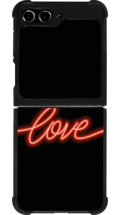 Samsung Galaxy Z Flip5 Case Hülle - Silikon schwarz Valentine 2023 neon love