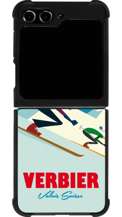 Samsung Galaxy Z Flip5 Case Hülle - Silikon schwarz Verbier Ski Downhill