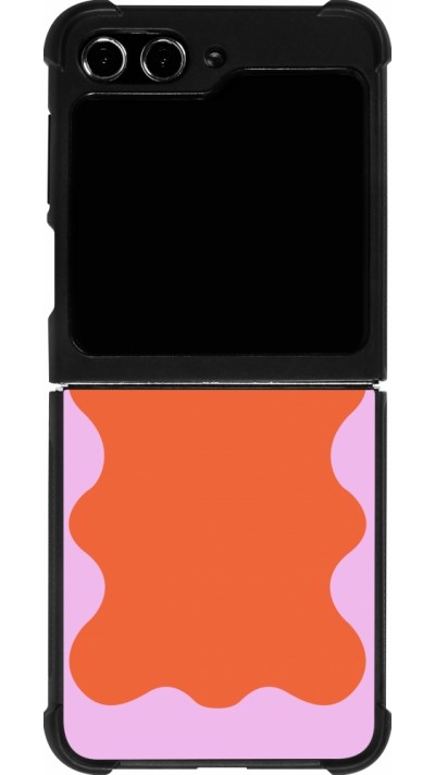 Samsung Galaxy Z Flip5 Case Hülle - Silikon schwarz Wavy Rectangle Orange Pink